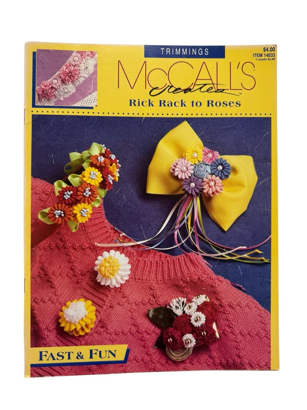 Vintage 1992 Rick Rack to Roses McCalls Creates Trimming Pamphlet Flower #14033